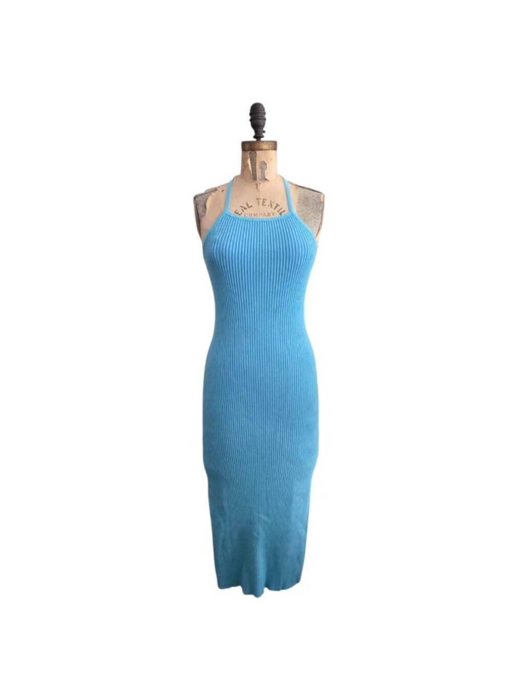 Monrow Ribbed Sweater Tank Midi Dress Blue M/L EUC